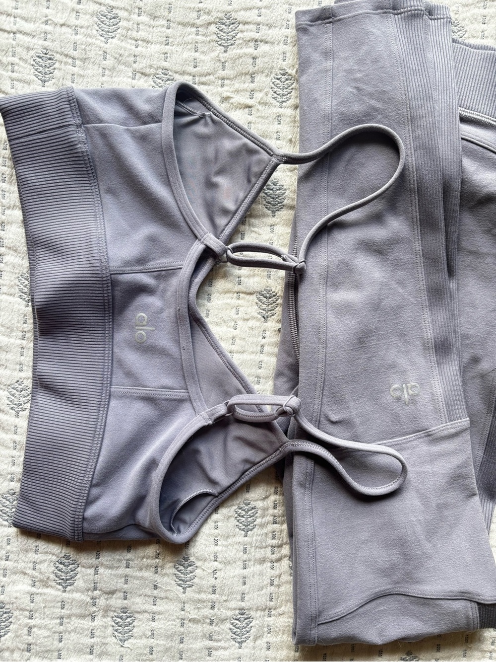 ALO Yoga matching leggings + top set.